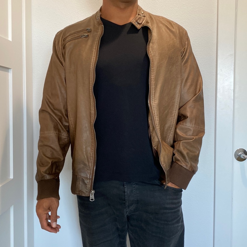 Buffalo David Bitton, XL brown Faux-leather jacket